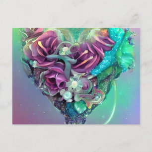 Crystal Heart Rainbow Pastel Lila Tones Fantasy Postkarte