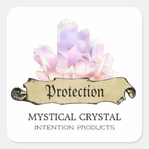 Crystal Hexenweiße Zauberetiketten Quadratischer Aufkleber