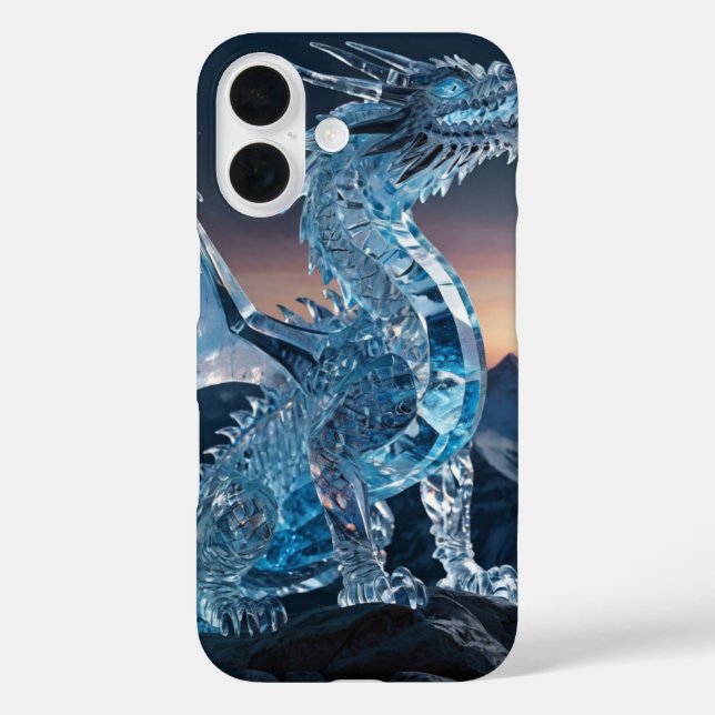 Crystal Ice Dragon iPhone 16 Hülle (Rückseite)