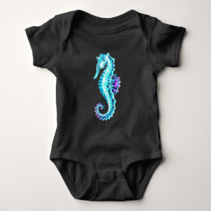 Crystal Ice Seepferd auf blauem Hintergrund Baby Strampler