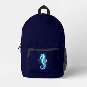Crystal Ice Seepferd auf blauem Hintergrund Bedruckter Rucksack