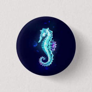 Crystal Ice Seepferd auf blauem Hintergrund Button