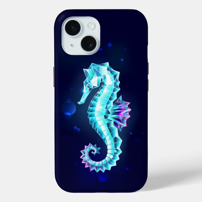 Crystal Ice Seepferd auf blauem Hintergrund Case-Mate iPhone Hülle (Rückseite)