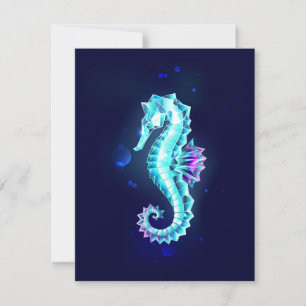 Crystal Ice Seepferd auf blauem Hintergrund Dankeskarte