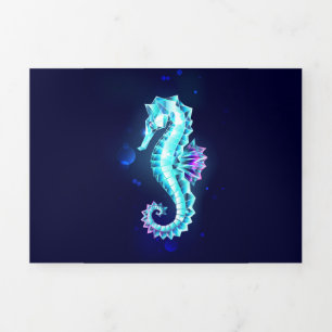 Crystal Ice Seepferd auf blauem Hintergrund Dreifach Gefaltete Einladung