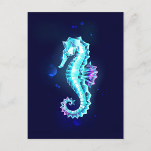 Crystal Ice Seepferd auf blauem Hintergrund Einladungspostkarte