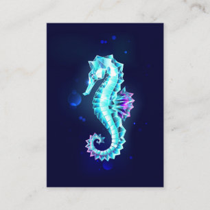 Crystal Ice Seepferd auf blauem Hintergrund Empfehlungskarte