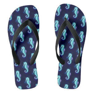 Crystal Ice Seepferd auf blauem Hintergrund Flip Flops