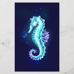 Crystal Ice Seepferd auf blauem Hintergrund Flyer