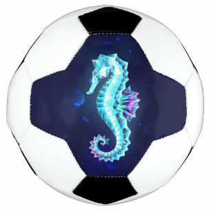 Crystal Ice Seepferd auf blauem Hintergrund Fußball