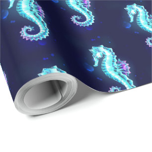 Crystal Ice Seepferd auf blauem Hintergrund Geschenkpapier