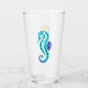 Crystal Ice Seepferd auf blauem Hintergrund Glas