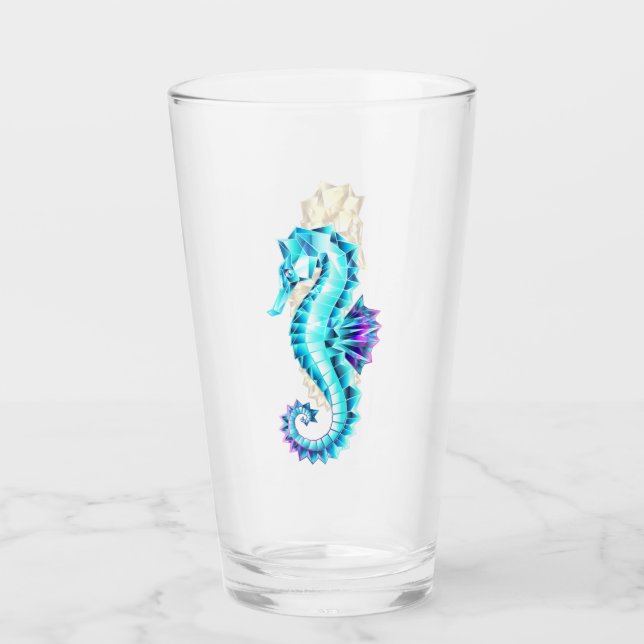 Crystal Ice Seepferd auf blauem Hintergrund Glas (Vorderseite)