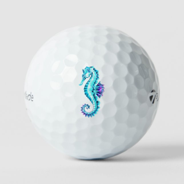 Crystal Ice Seepferd auf blauem Hintergrund Golfball (Vorderseite)