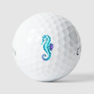 Crystal Ice Seepferd auf blauem Hintergrund Golfball