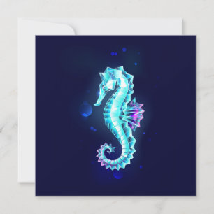 Crystal Ice Seepferd auf blauem Hintergrund Karte