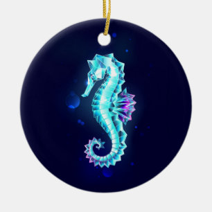 Crystal Ice Seepferd auf blauem Hintergrund Keramik Ornament