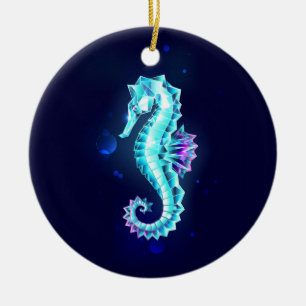 Crystal Ice Seepferd auf blauem Hintergrund Keramik Ornament