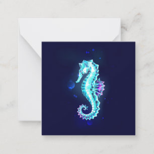 Crystal Ice Seepferd auf blauem Hintergrund Mitteilungskarte