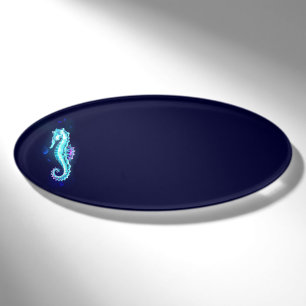 Crystal Ice Seepferd auf blauem Hintergrund Namenschild