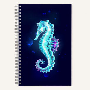 Crystal Ice Seepferd auf blauem Hintergrund Notizbuch