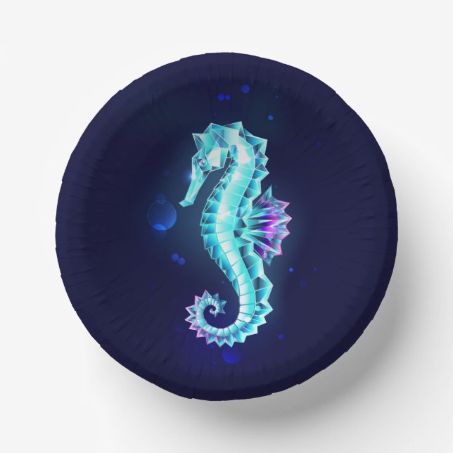 Crystal Ice Seepferd auf blauem Hintergrund Pappteller (Vorderseite)