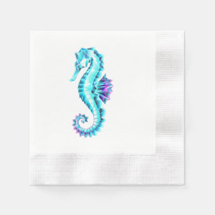 Crystal Ice Seepferd auf blauem Hintergrund Serviette