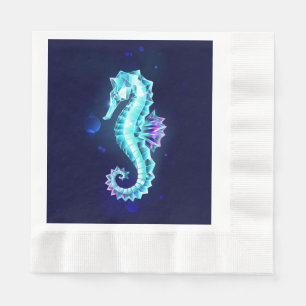 Crystal Ice Seepferd auf blauem Hintergrund Serviette
