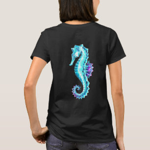 Crystal Ice Seepferd auf blauem Hintergrund T-Shirt