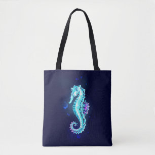 Crystal Ice Seepferd auf blauem Hintergrund Tasche