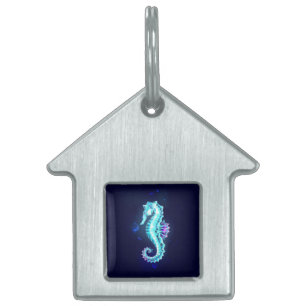 Crystal Ice Seepferd auf blauem Hintergrund Tiermarke