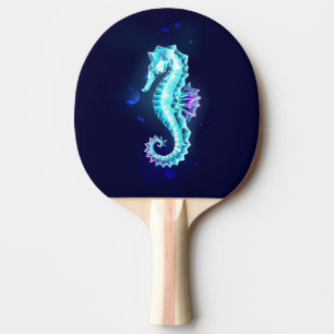 Crystal Ice Seepferd auf blauem Hintergrund Tischtennis Schläger