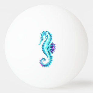 Crystal Ice Seepferd auf blauem Hintergrund Tischtennisball
