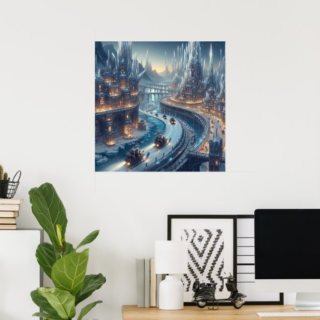 Crystal Ice World Fantasy Art Poster (Heimbüro)