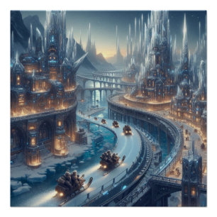 Crystal Ice World Fantasy Glossy Poster