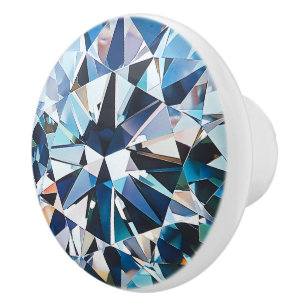 Crystal Light Blue Diamond Muster Keramikknauf
