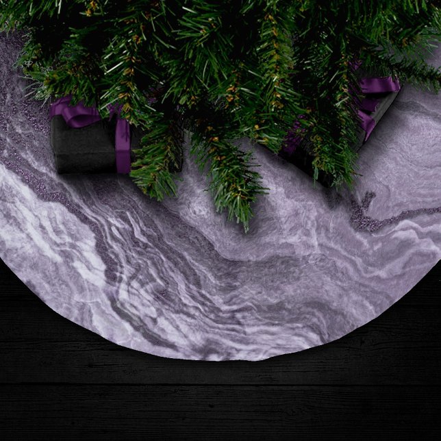 Crystal Lila Agate | Moody Marbled Stone Polyester Weihnachtsbaumdecke (Von Creator hochgeladen)