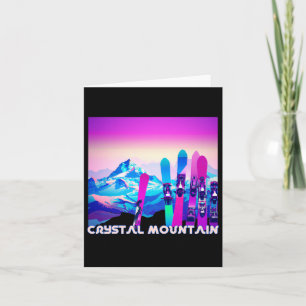 Crystal Mountain Ski Retro 80er Jahre Stil Skifahr Karte