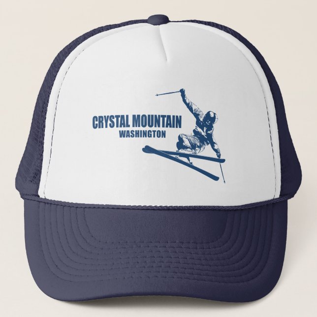 Crystal Mountain Washington Skier Truckerkappe (Vorderseite)