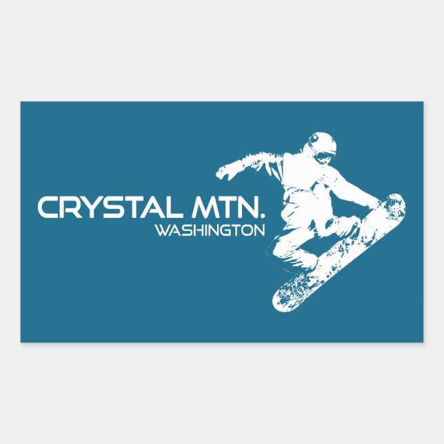 Crystal Mountain Washington Snowboarder Rechteckiger Aufkleber (Vorderseite)