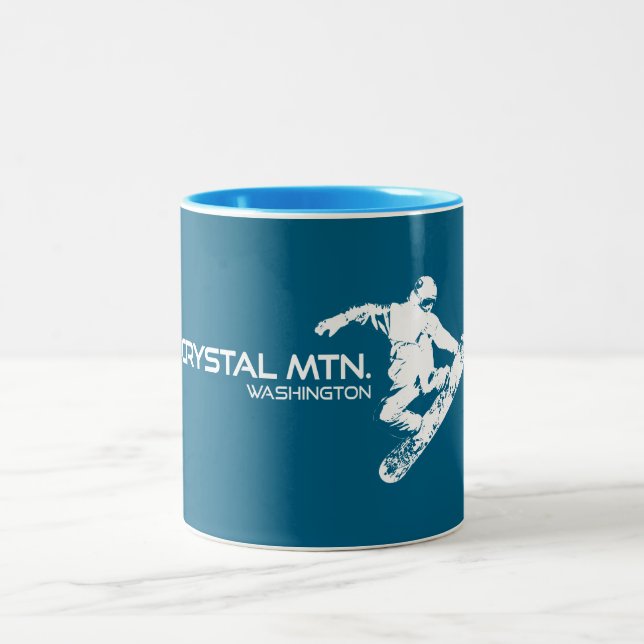 Crystal Mountain Washington Snowboarder Zweifarbige Tasse (Mittel)