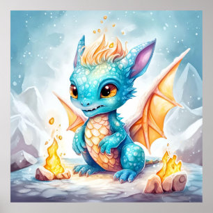 Crystal Niedlich Baby Blue Dragon Poster