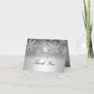 Crystal Pearl Carte de remerciements en argent