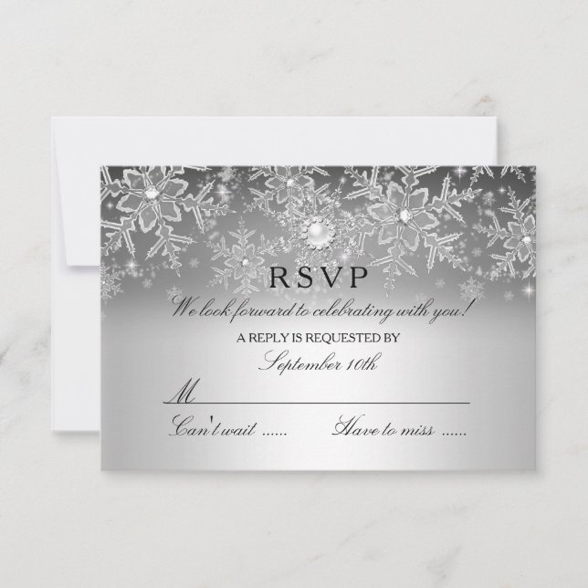 Crystal Pearl Snowflake Argent Hiver RSVP (Devant)