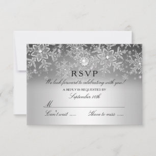 Crystal Pearl Snowflake Silver Winter UAWG RSVP Karte