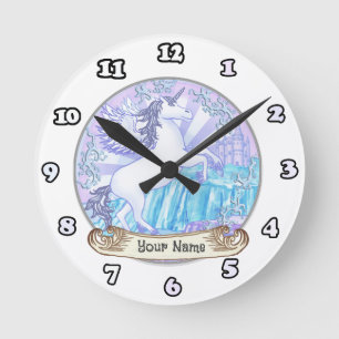 Crystal Pegasus Einhorn-Uhr Runde Wanduhr