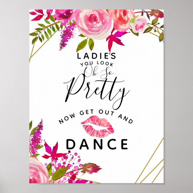 Crystal Pink Peach Ladys BATHROOM Hochzeitszeichen Poster (Vorne)