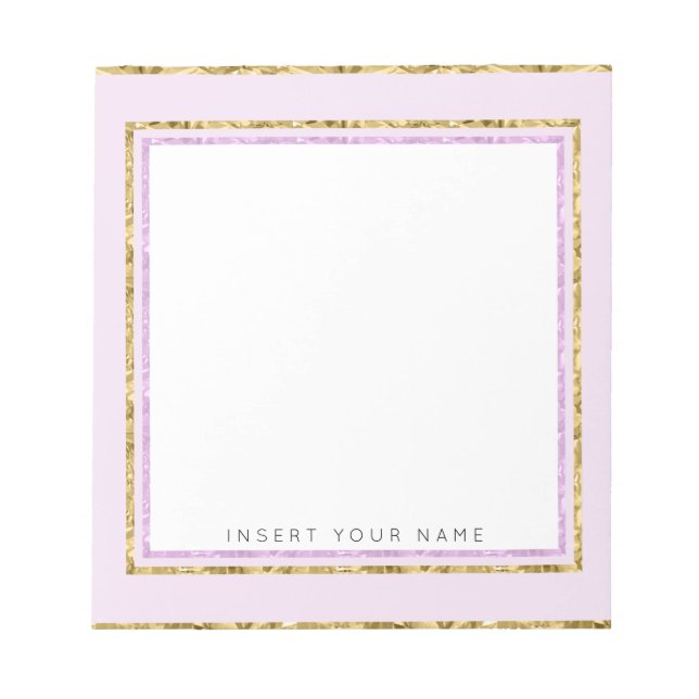Crystal Pink und Gold Notepad 5,5" x 6" Notizblock (Vorderseite)