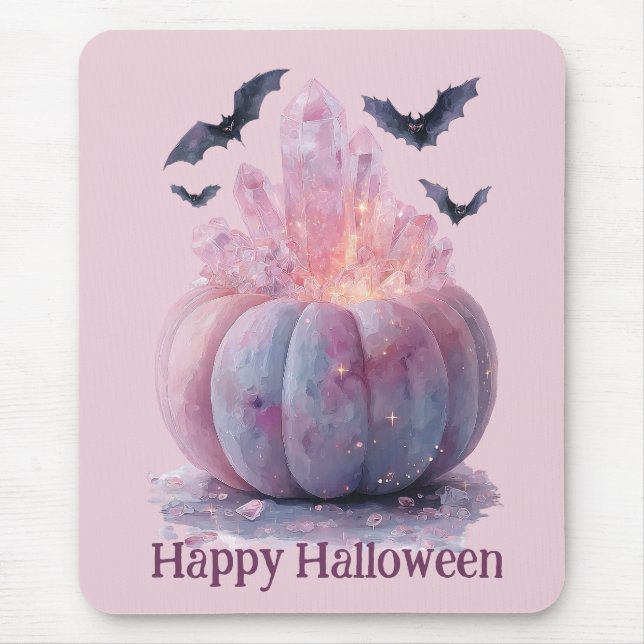 Crystal Pumpkin Happy Halloween Ästhetik Mousepad (Vorne)