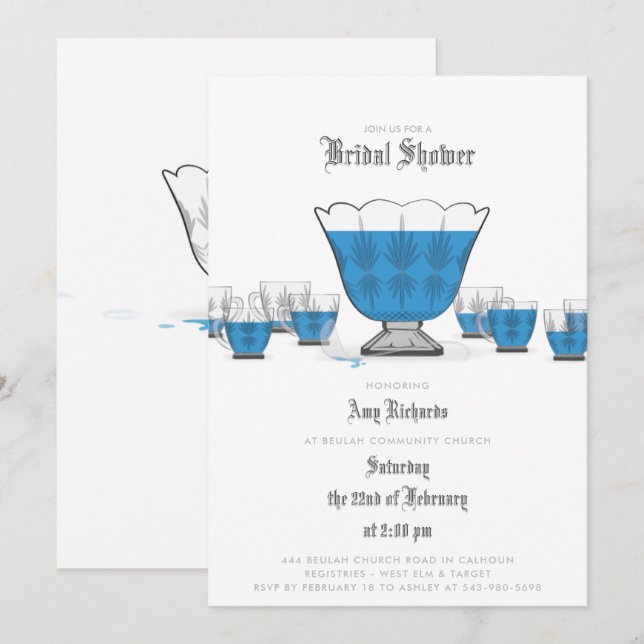 Crystal Punch Bowl Invitation de douche nuptiale (Devant / Derrière)